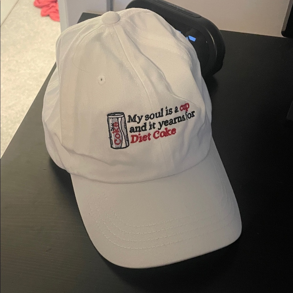 White Cap with Diet Coke Embroidery